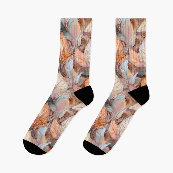Item preview, Feather and leaf inspired colourful warm pink autumn floral design #05 designed and sold by GeoffBeattie.