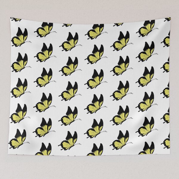 Item preview, Flying Butterfly Illustration - Light Yellow and Black designed and sold by MrsCreative1.