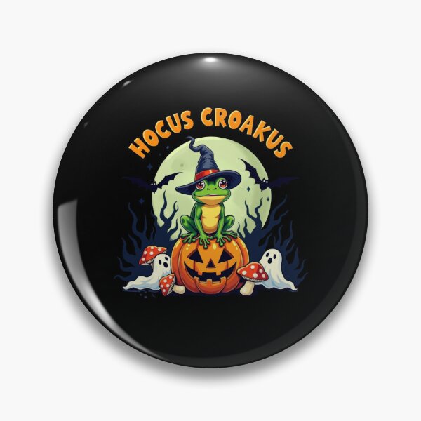 Item preview, Hocus Croakus Halloween Frog Witch on Pumpkin Spooky designed and sold by Hananiah Merch.