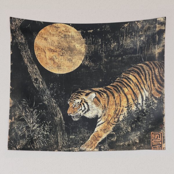 Item preview, Tiger in the Full Moon designed and sold by patternshoprad.