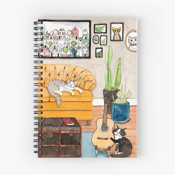 Artikelvorschau, Joaquin und Wally im Wohnzimmer entworfen und verkauft von KilkennyCat Art.