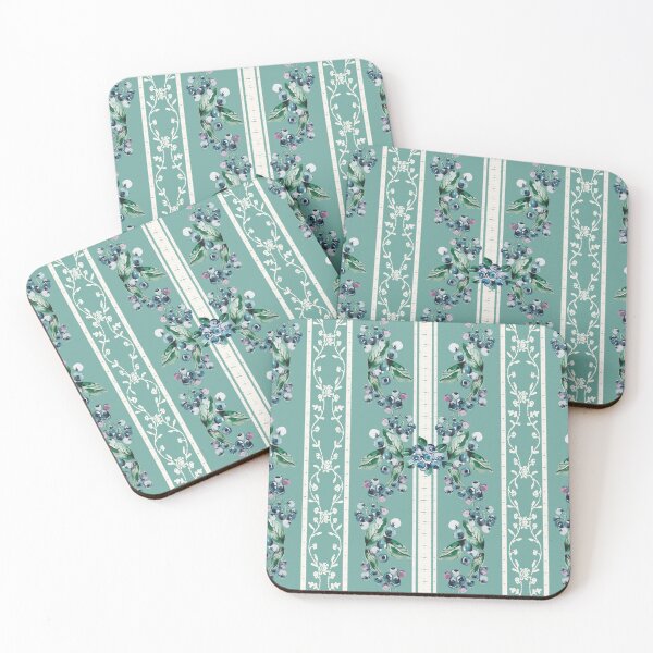 Item preview, Blueberries Stripes Pattern Emerald designed and sold by Anis Illustration.