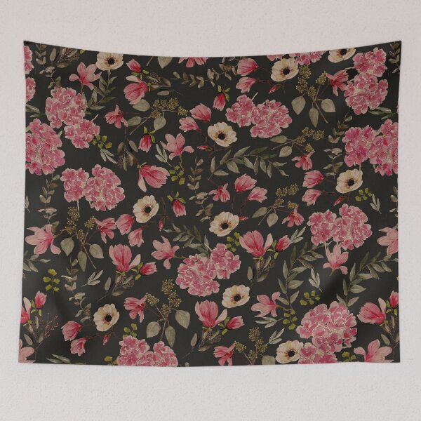 Item preview, Romantic Floral Pattern - Dark Pink Charcoal designed and sold by Anis Illustration.