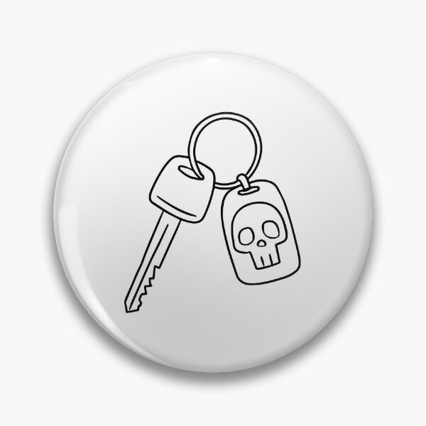 Item preview, Simple drawing of key with keychain with skull head designed and sold by rasagamastore.