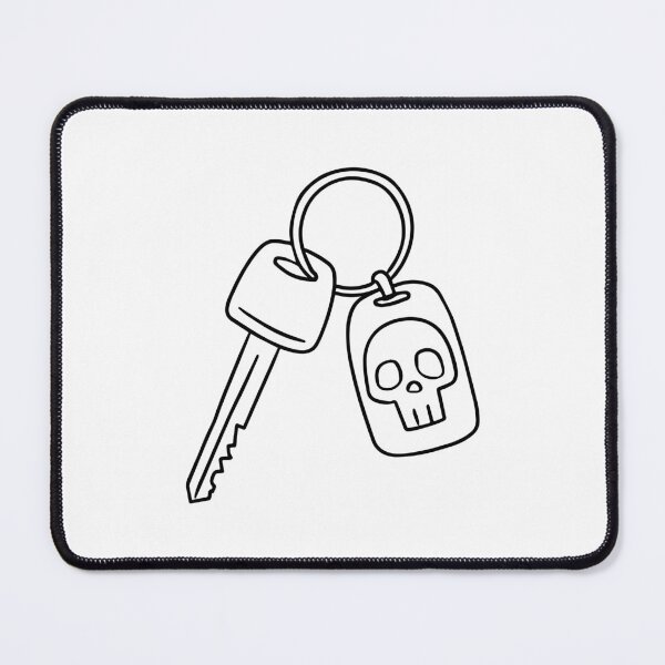 Item preview, Simple drawing of key with keychain with skull head designed and sold by rasagamastore.