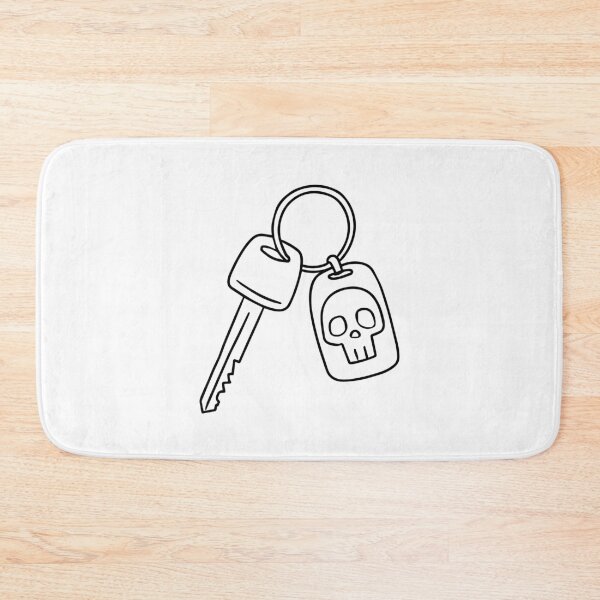Item preview, Simple drawing of key with keychain with skull head designed and sold by rasagamastore.