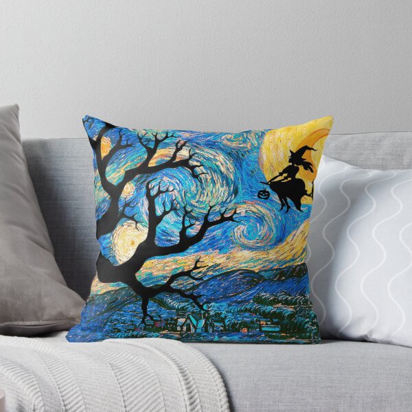 Item preview, Starry night flying witch on broom with black cat designed and sold by Print Epic.