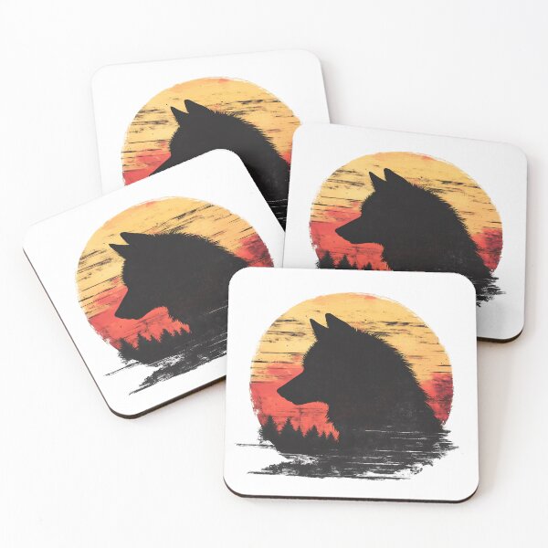 Item preview, Vintage Wolf Silhouette with Sunset  designed and sold by WildShadows.