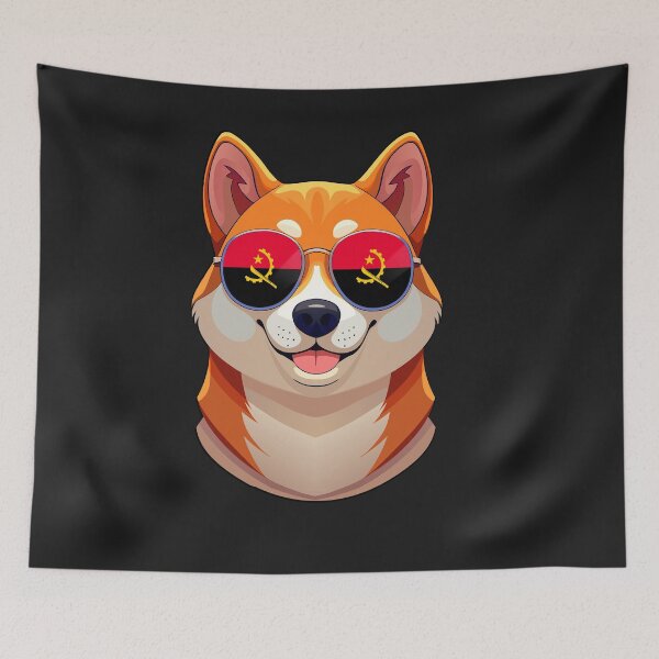 Item preview, Vintage Patriotic Shiba Inu Angolan Flag designed and sold by DreamBrushy.