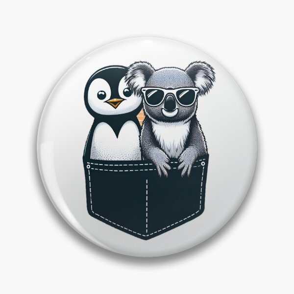 Item preview, Chill Companions: Koala & Penguin Pocket Graphic Tee designed and sold by tutoo clothes.