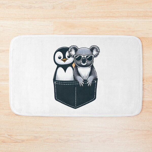 Item preview, Chill Companions: Koala & Penguin Pocket Graphic Tee designed and sold by tutoo clothes.