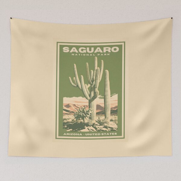 Item preview, A Vintage Travel Illustration of Saguaro National Park - Arizona - United States  designed and sold by GoodOldVintage.