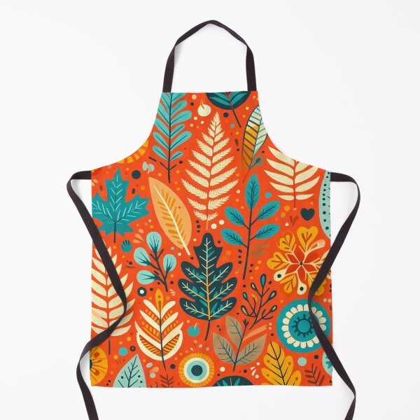 Item preview, Scandinavian folk art Oak Leaf pattern turquoise, orange and yellow by heidiannemorris designed and sold by FOLK ART FUSION.