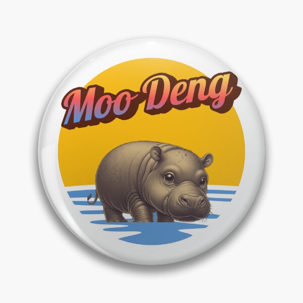 Item preview, Moo Deng at Sunset - Vintage Hippo Design designed and sold by GorinART.