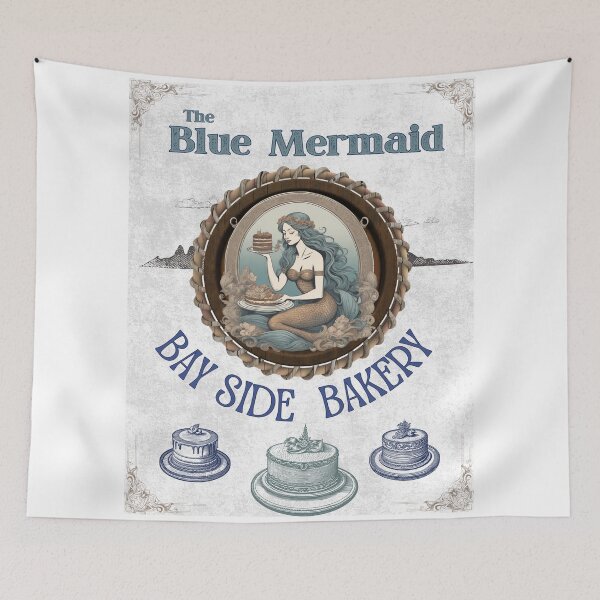 Item preview, Blue Mermaid Bayside Bakery (Transparent background) designed and sold by Holy Coast Threads (Formerly ChristianFlower).