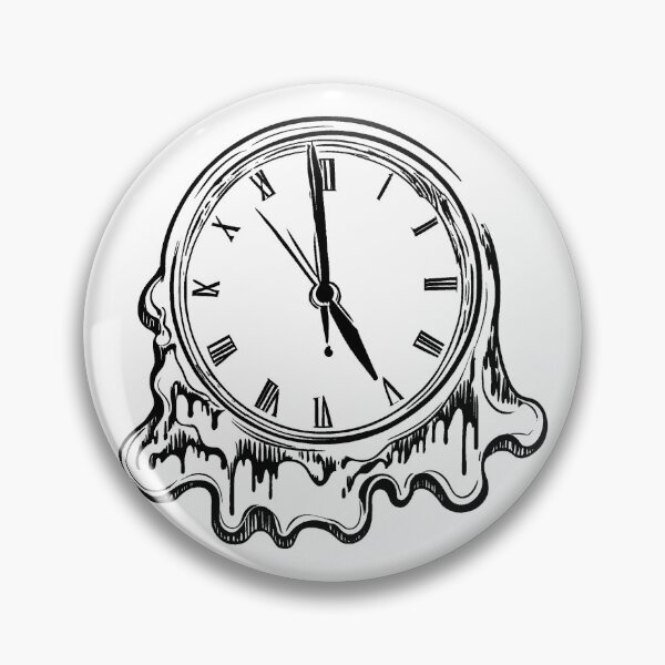 Artikelvorschau, Strichzeichnung einer schmelzenden Uhr entworfen und verkauft von GeoSketchWear.