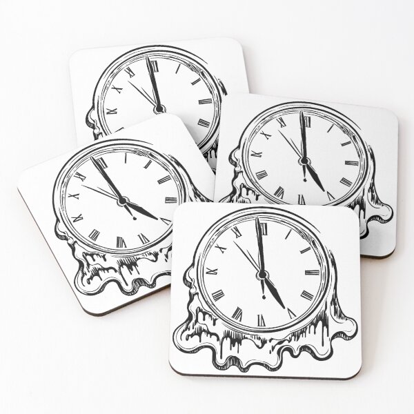 Artikelvorschau, Strichzeichnung einer schmelzenden Uhr entworfen und verkauft von GeoSketchWear.