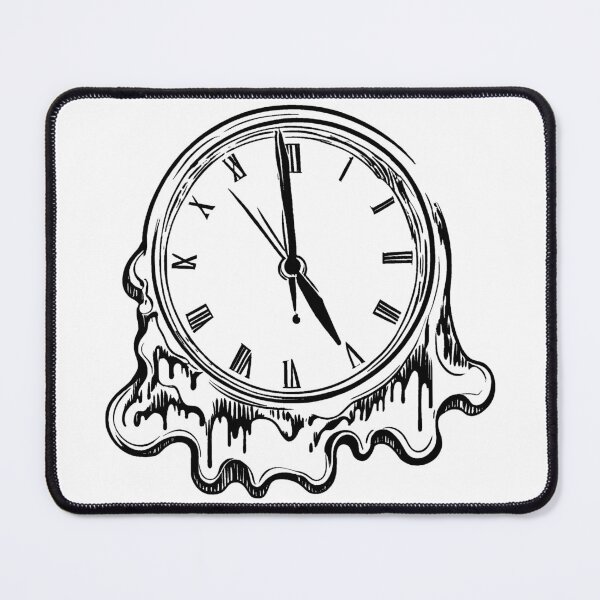 Artikelvorschau, Strichzeichnung einer schmelzenden Uhr entworfen und verkauft von GeoSketchWear.