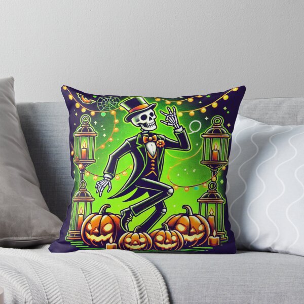 Item preview, Dapper Dancing Skeleton: Halloween  designed and sold by CushionCanvas.
