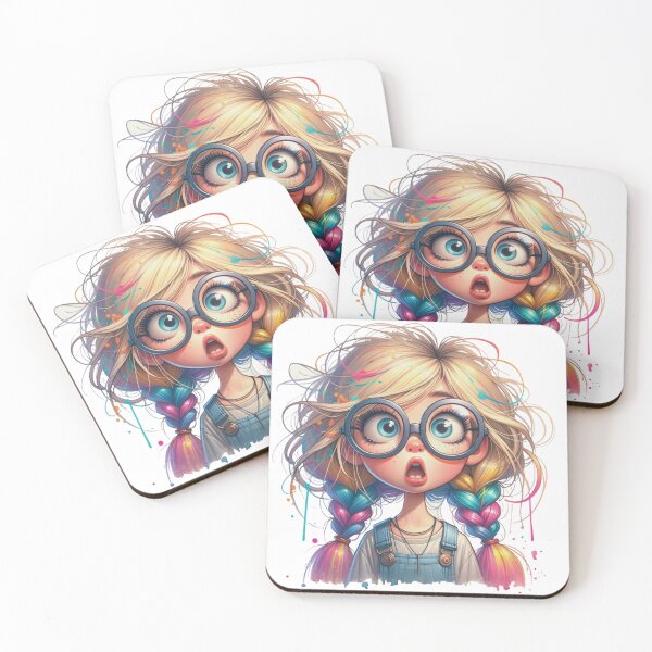 Item preview, Quirky Girl with Rainbow Braids – Whimsical Art for Fun-Lovers designed and sold by sirenandscript.