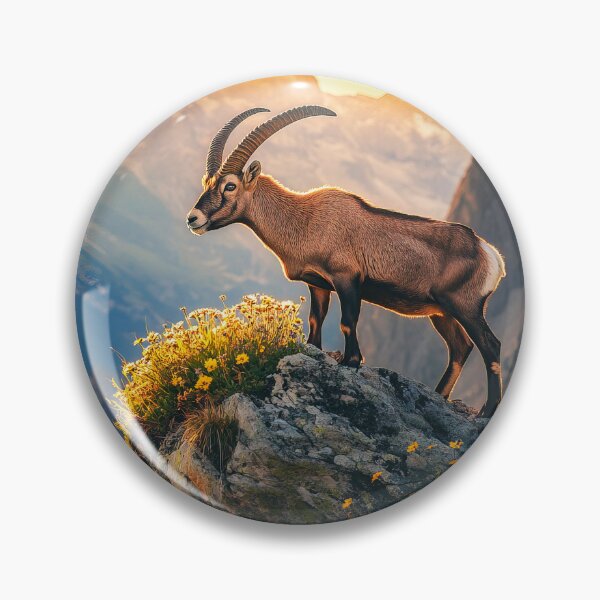 Item preview, Alpine Ibex standing on outcrop at sunrise - Wildlife photo designed and sold by TheArtistOf2022.