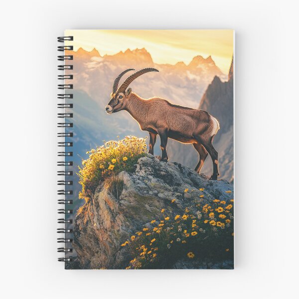 Item preview, Alpine Ibex standing on outcrop at sunrise - Wildlife photo designed and sold by TheArtistOf2022.