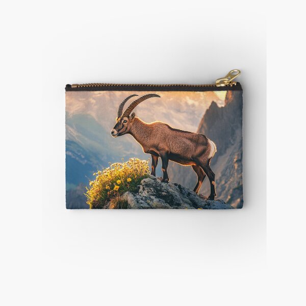 Item preview, Alpine Ibex standing on outcrop at sunrise - Wildlife photo designed and sold by TheArtistOf2022.