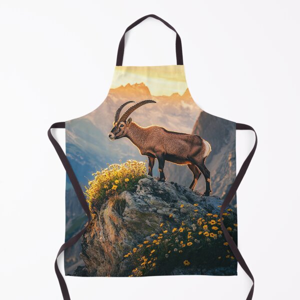 Item preview, Alpine Ibex standing on outcrop at sunrise - Wildlife photo designed and sold by TheArtistOf2022.