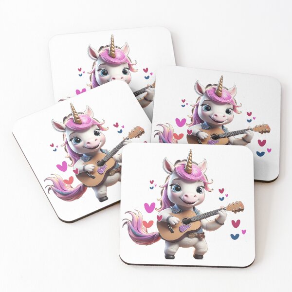 Item preview, Cute Sparkly Rainbow Unicorn Sticker playing guitar  designed and sold by Raju-Creative.