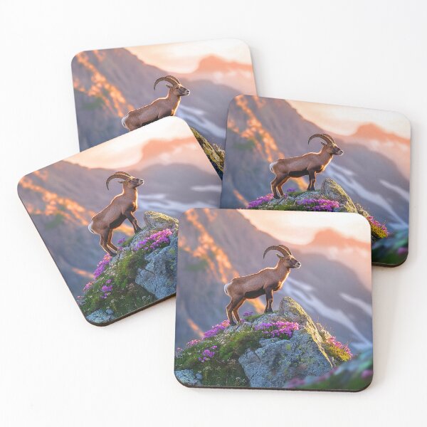 Item preview, Alpine Ibex standing on outcrop at sunrise - Wildlife photo 2 designed and sold by TheArtistOf2022.