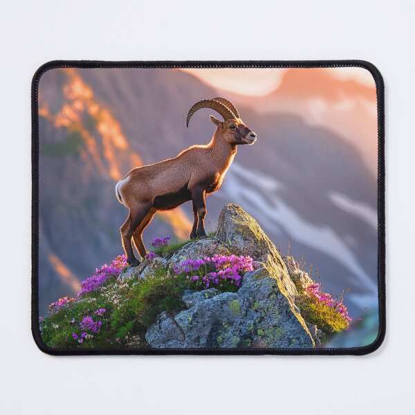 Item preview, Alpine Ibex standing on outcrop at sunrise - Wildlife photo 2 designed and sold by TheArtistOf2022.