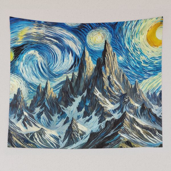 Item preview, Mountain Peaks Under a Starry Night designed and sold by AlexandruStoian.