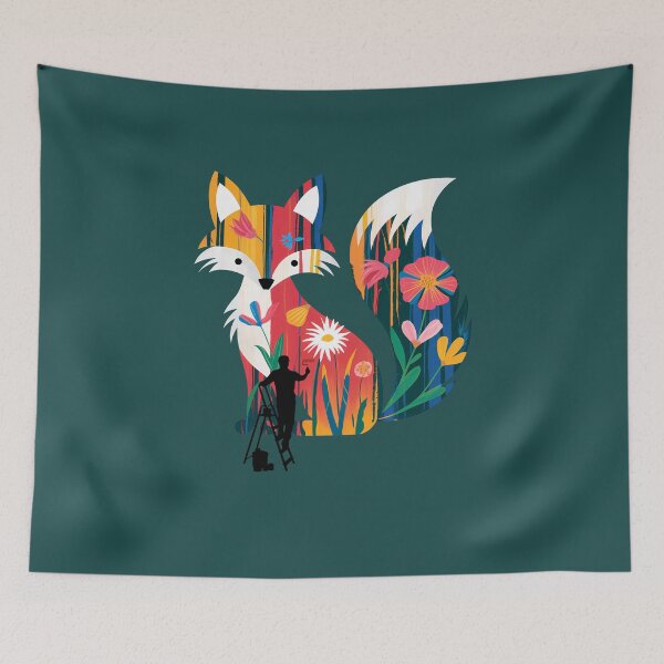 Item preview, painted fox as a mural designed and sold by CypisDesign.