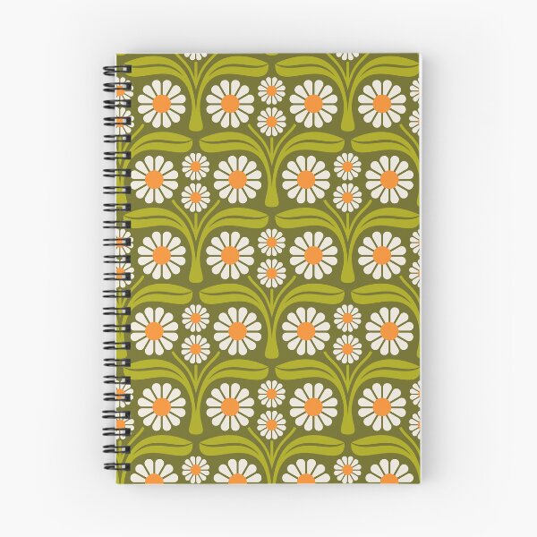 Item preview, KF 0307 C - Vintage Retro Daisy 70s Floral Pattern in Green Orange Cream designed and sold by KhakiFinch.