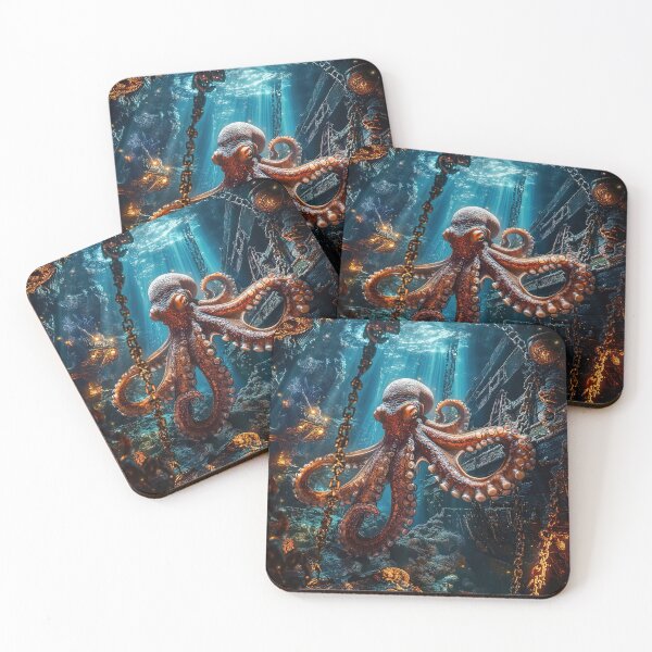 Item preview, Powerful octopus underwater near shipwreck - Nature photo designed and sold by TheArtistOf2022.