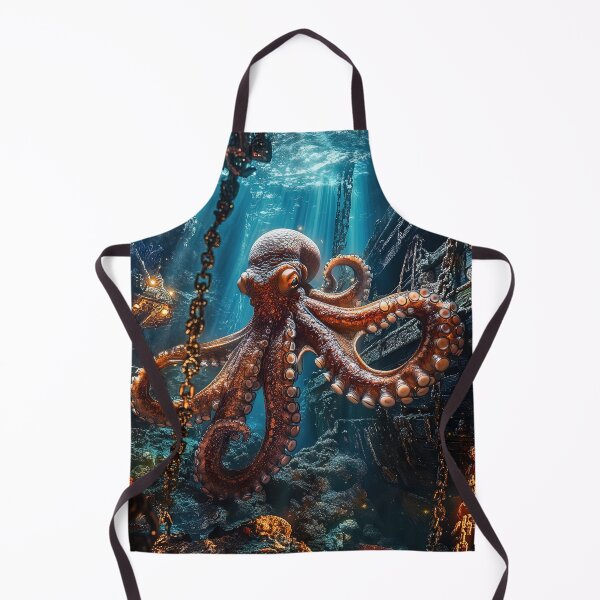 Item preview, Powerful octopus underwater near shipwreck - Nature photo designed and sold by TheArtistOf2022.