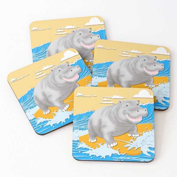 Item preview, Hippo plays surf in the sea designed and sold by BlissMarket.