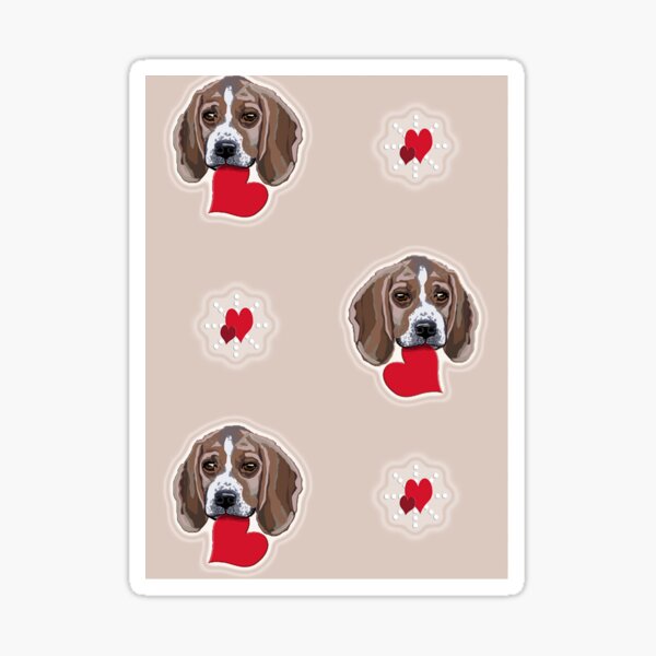 Beagles Galore with Love Hearts Design Pattern All Over Sticker
