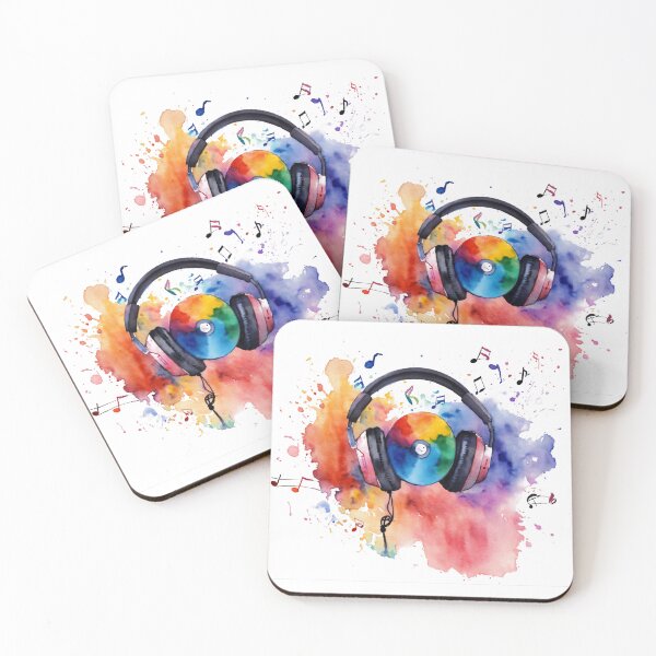Item preview, Musical vibes watercolor isolated headphones designed and sold by catcurio.