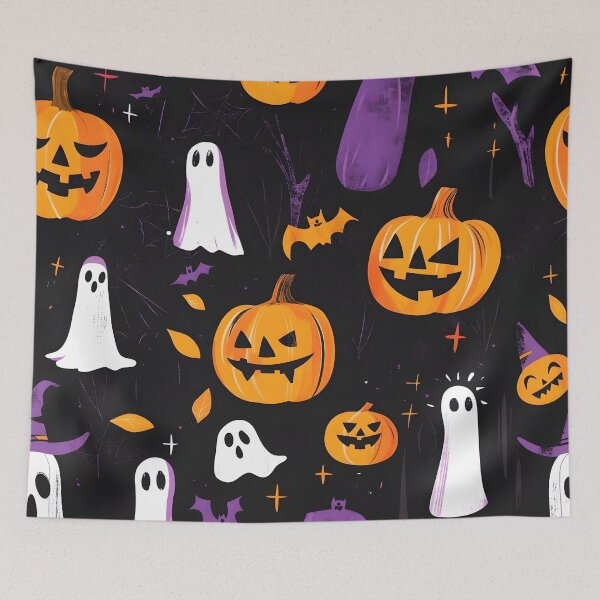 Item preview, Halloween Pumpkin & Ghost Design | Spooky Jack-o’-Lantern and Cute Ghost Art designed and sold by Moments-Studio.
