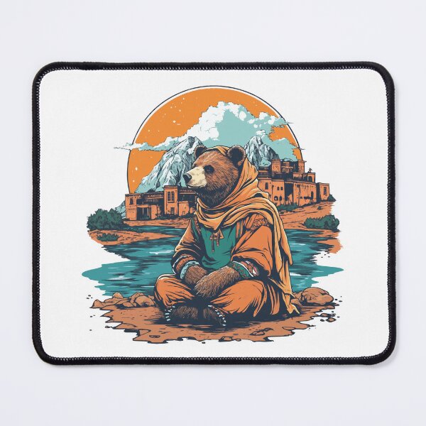 Item preview, Bear in Amazigh Traditional Clothing with Atlas Mountains Backdrop designed and sold by AbderraimArt.