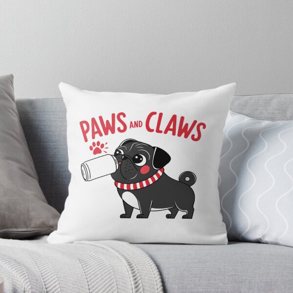 Item preview, Adorable Black Pug with Paws and Claws designed and sold by \\ PacketSwag  //.