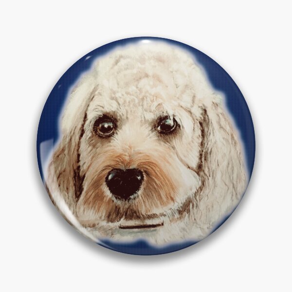 Item preview, Cavapoo dog hand painted on blue background designed and sold by Jennifer Morcom.