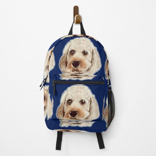 Item preview, Cavapoo dog hand painted on blue background designed and sold by Jennifer Morcom.