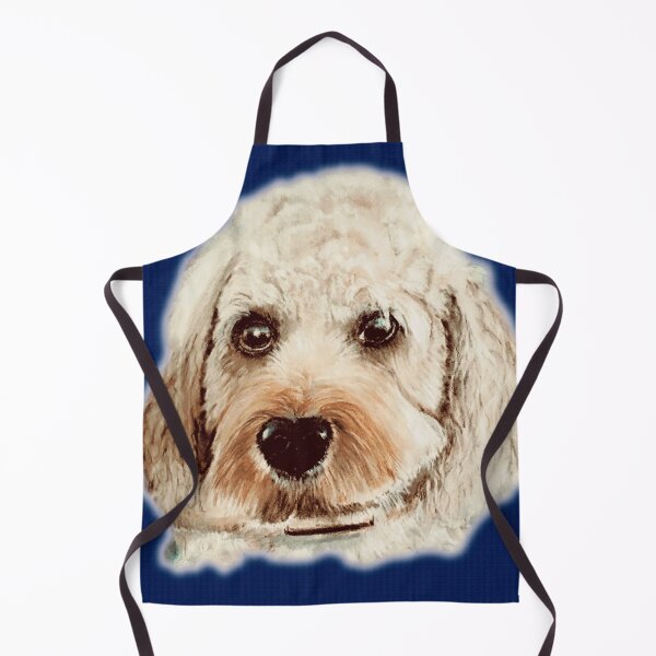 Item preview, Cavapoo dog hand painted on blue background designed and sold by Jennifer Morcom.