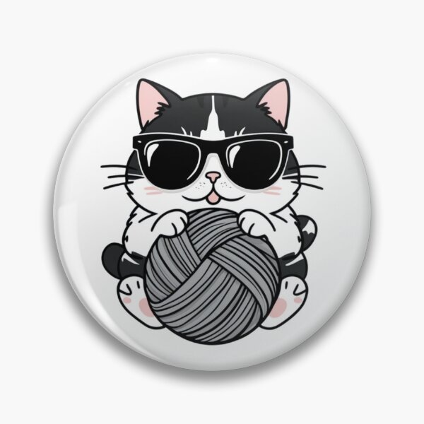 Item preview, Funny Cat Wearing Black Glasses Playing with Wool Ball – Adorable Feline Fun designed and sold by Mystickerrstore.