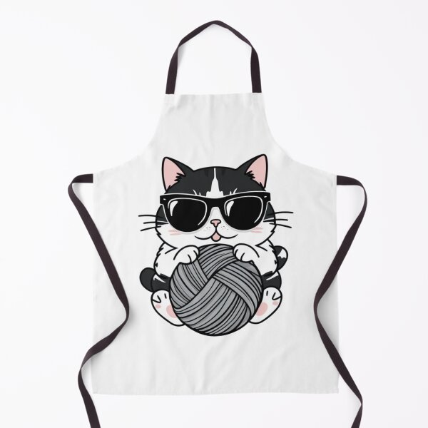 Item preview, Funny Cat Wearing Black Glasses Playing with Wool Ball – Adorable Feline Fun designed and sold by Mystickerrstore.