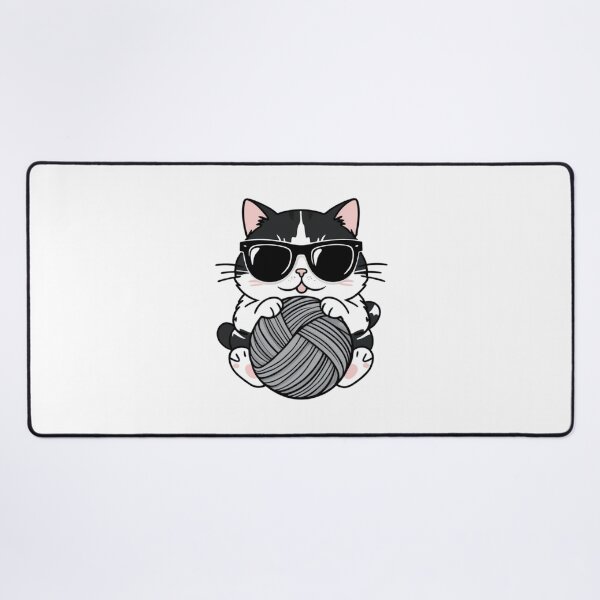 Item preview, Funny Cat Wearing Black Glasses Playing with Wool Ball – Adorable Feline Fun designed and sold by Mystickerrstore.