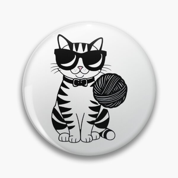 Item preview, Trendy Cat in Black Glasses Playing with Wool Ball – Cute and Funny designed and sold by Mystickerrstore.