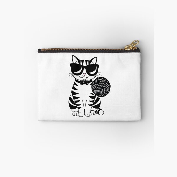 Item preview, Trendy Cat in Black Glasses Playing with Wool Ball – Cute and Funny designed and sold by Mystickerrstore.